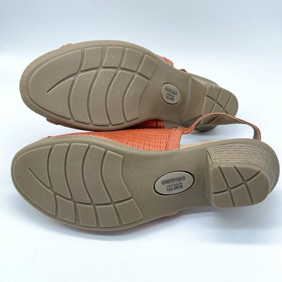 Earth Origins Leather Sandals Maureen Peep Toe Sling Back Ginger Spice  8.5 Wide - Picture 6 of 9